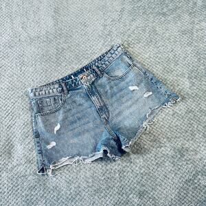 ZARA mid rise distressed cutoff blue jean denim shorts wmns 32